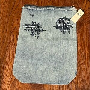 Anthropology Stylish Blue Denim Pouch. NWT